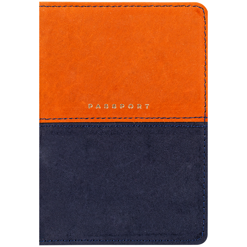 Обложка для паспорта OfficeSpace "Duo", кожа, осень+тм.синий, тиснение фольгой