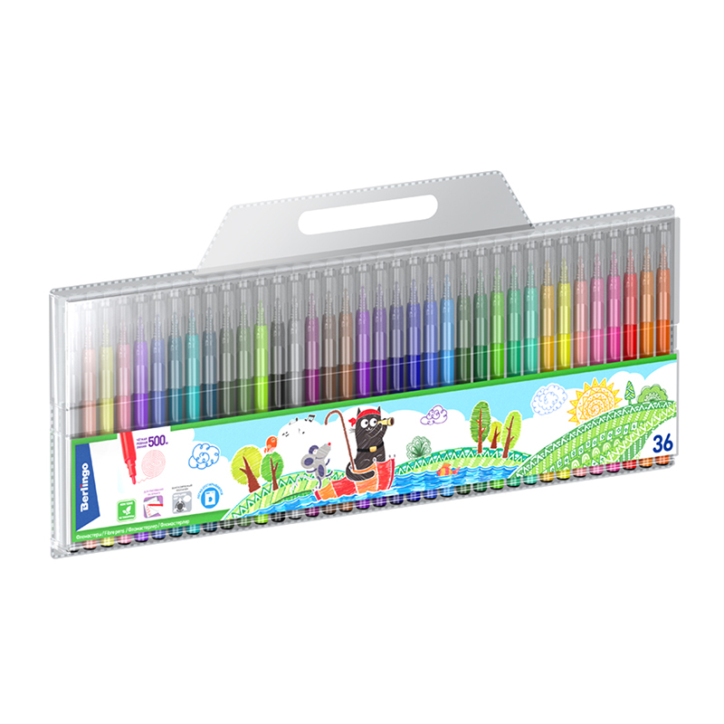 Фломастеры Berlingo "Жил-был кот", 36цв., смываемые, блистер