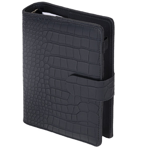 Ежедневник-органайзер недатированный B6 150x190мм BRAUBERG "Comodo", под кожу, 160л, черный, 116205