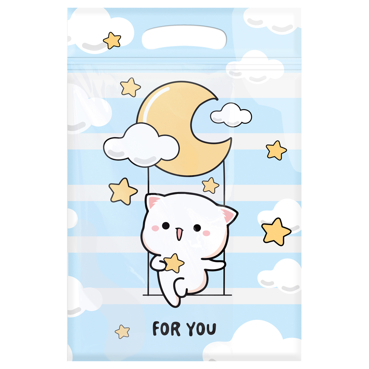 Набор подарочных пакетов 15*22 см, зип-лок, MESHU "Cloud cat", 35шт.