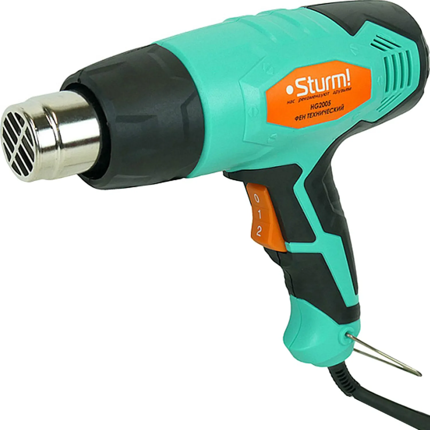 Фен строительный техн Sturm!, 2000Вт, 300/600C, 250/550л/м, 5насадок HG2005
