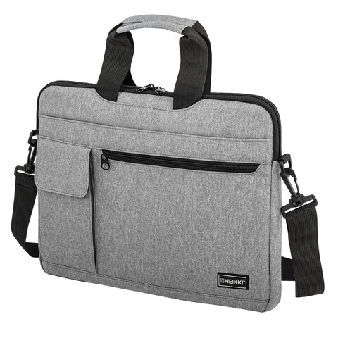 Сумка портфель HEIKKI NOVATION (ХЕЙКИ) с отделением для ноутбука 13-14", светло-серая, 28х38х3 см, 272592