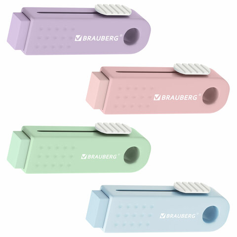 Ластик выдвижной BRAUBERG "Slider Mini", 68х22х13 мм, пастельные цвета ассорти, 271983