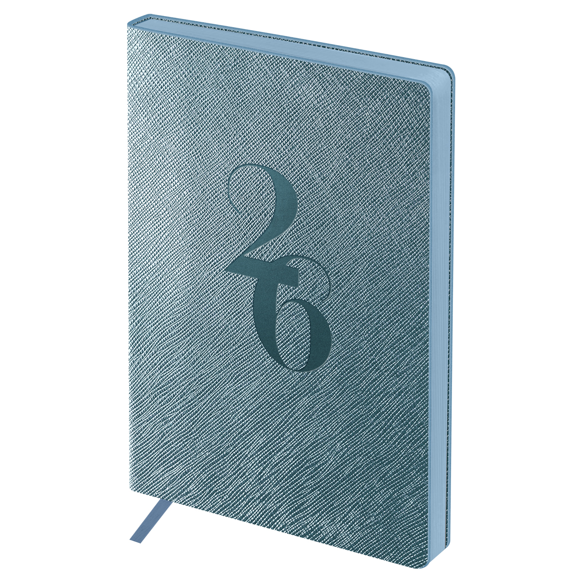 Ежедневник датированный 2026г., А6+, 176л., мягкий переплет, кожзам, BG "Shine. Cobalt", серо-голубой, цветной срез