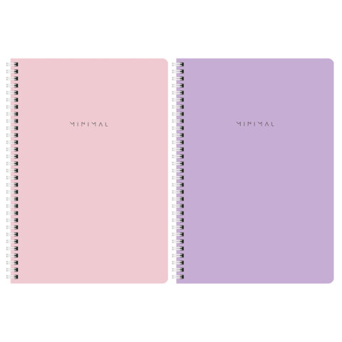 Тетради ДЭК А4 96 л. КОМПЛЕКТ 2 шт. BRAUBERG гребень, клетка, матовая ламинация, MINIMAL PASTEL, 404879