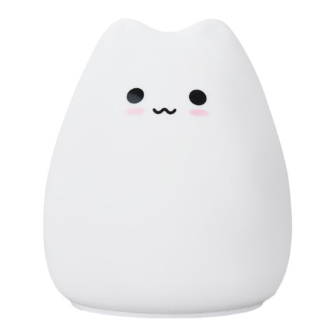 Ночник силиконовый LED "Котик" 90x89x102 мм, белый свет/RGB, таймер, USB, аккумулятор 400 мАч, DASWERK (ДАСВЕРК), 238935
