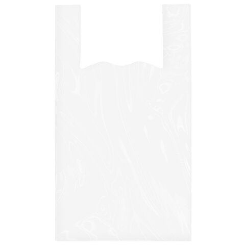 Пакет "майка" КОМПЛЕКТ 100 штук, 28+15х55, ПНД белый, 15 мкм, LAIMA, 700787