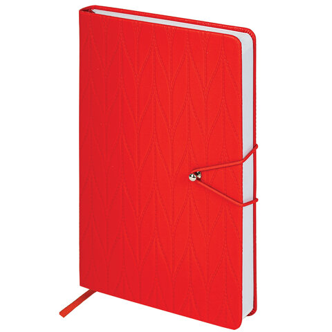 Ежедневник недатированный А5 138х213мм BRAUBERG Braided, под кожу, гвоздик 160л, красный, 116597