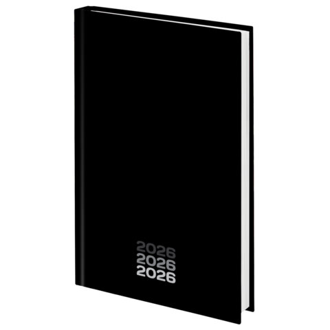 Ежедневник датированный 2026 145х215 мм, А5, STAFF, ламинированная обложка, "Black style", 117325