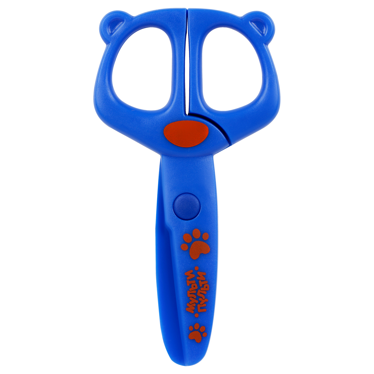 Ножницы детские пластиковые Мульти-Пульти "Приключения Енота" 12см, синий, трай-ми кард с европодвесом