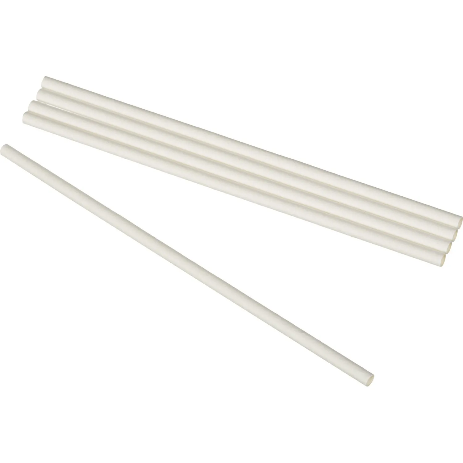 Трубочки для коктейля  бумажная белая 205мм, d-6мм, в инд. упак. 1500шт/кор