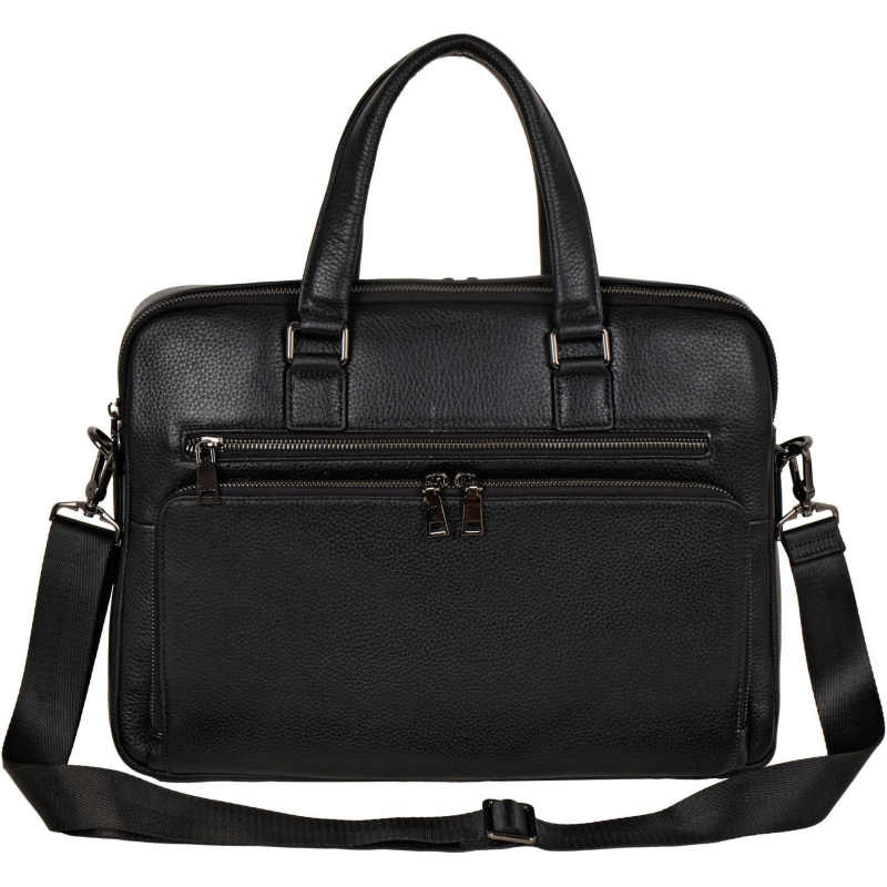 Сумка мужск кожаная  7564 черная А4