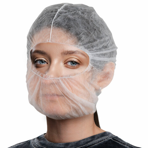 Балаклава (подшлемник) одноразовая КОМПЛЕКТ 20 штук, спанбонд, белая, SMZ