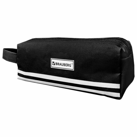 Пенал-органайзер BRAUBERG с ручкой, 2 отделения, полиэстер, 23x10 см, черный, 273592