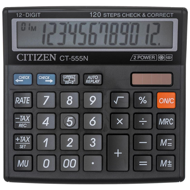 Калькулятор настольный КОМПАКТНЫЙ CITIZEN бухг. CT555N 12 разрядов DP