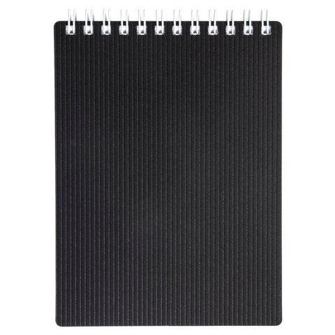 Блокнот МАЛЫЙ ФОРМАТ А7 80л, гребень, обложка пластик VELVET, клетка, HATBER, черный, 081561, 80Б7В1гр_01601