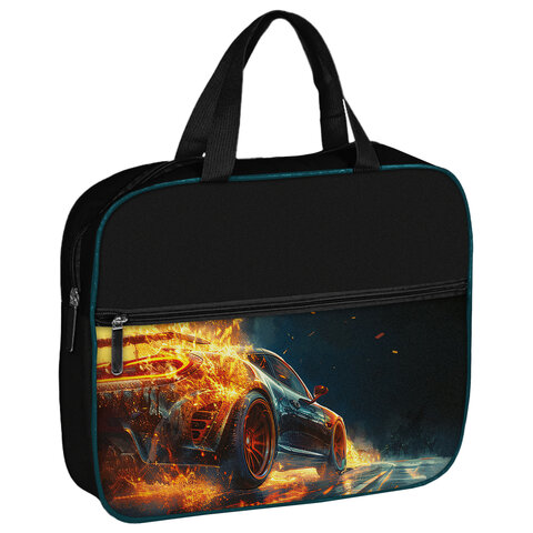 Папка на молнии с ручками BRAUBERG А4, 1 отделение, карман на молнии, 80 мм, "Speed increase", 273312