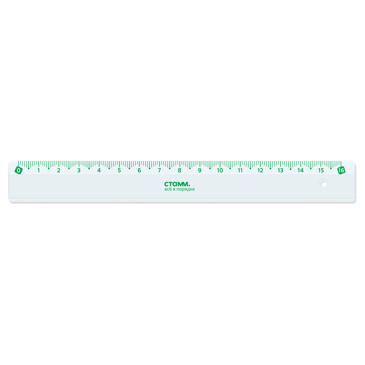 Линейка 16см СТАММ, пластиковая, непрозрачная, белая, с цветной шкалой
