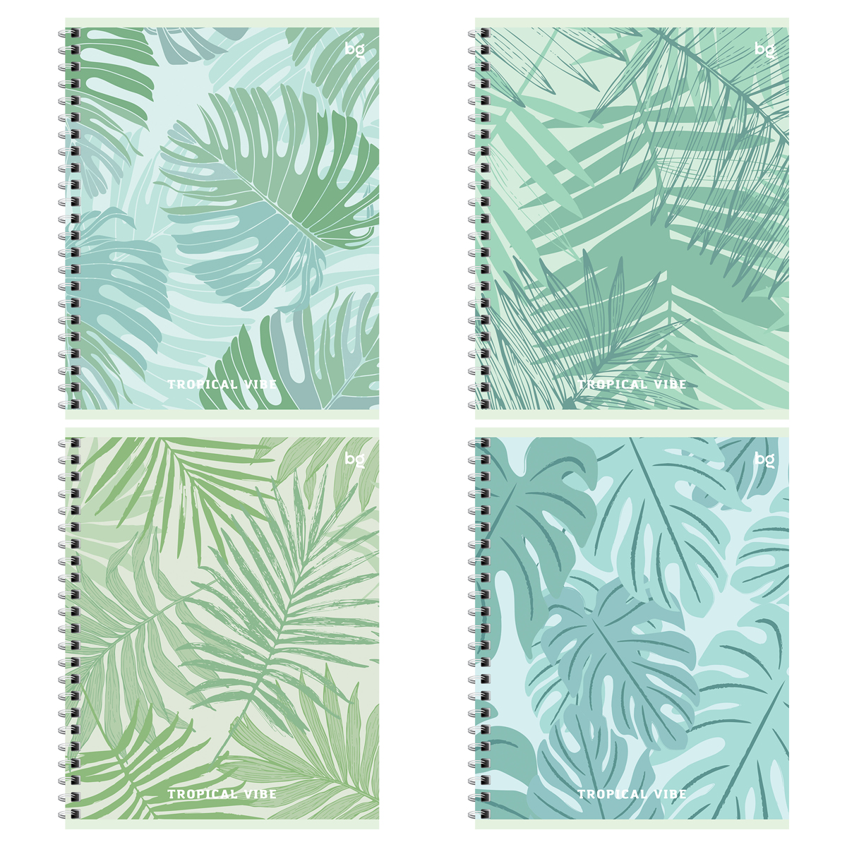 Тетрадь 96л., А5, клетка на гребне BG "Листья", матовая ламинация