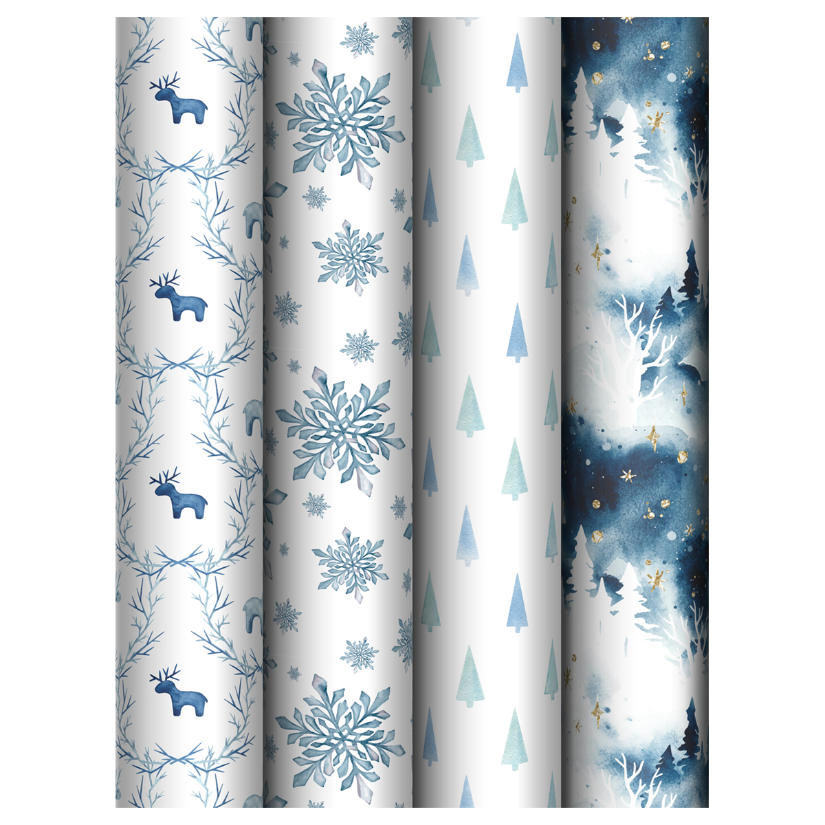 Упаковочная бумага глянц. 70*100см, MESHU "Christmas toys", 80г/м2, ассорти  4 дизайна