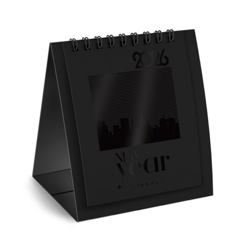 Календарь-домик настольный на гребне, 2026 г., BRAUBERG, 110х120 мм, ЧЕРНЫЙ, 117282