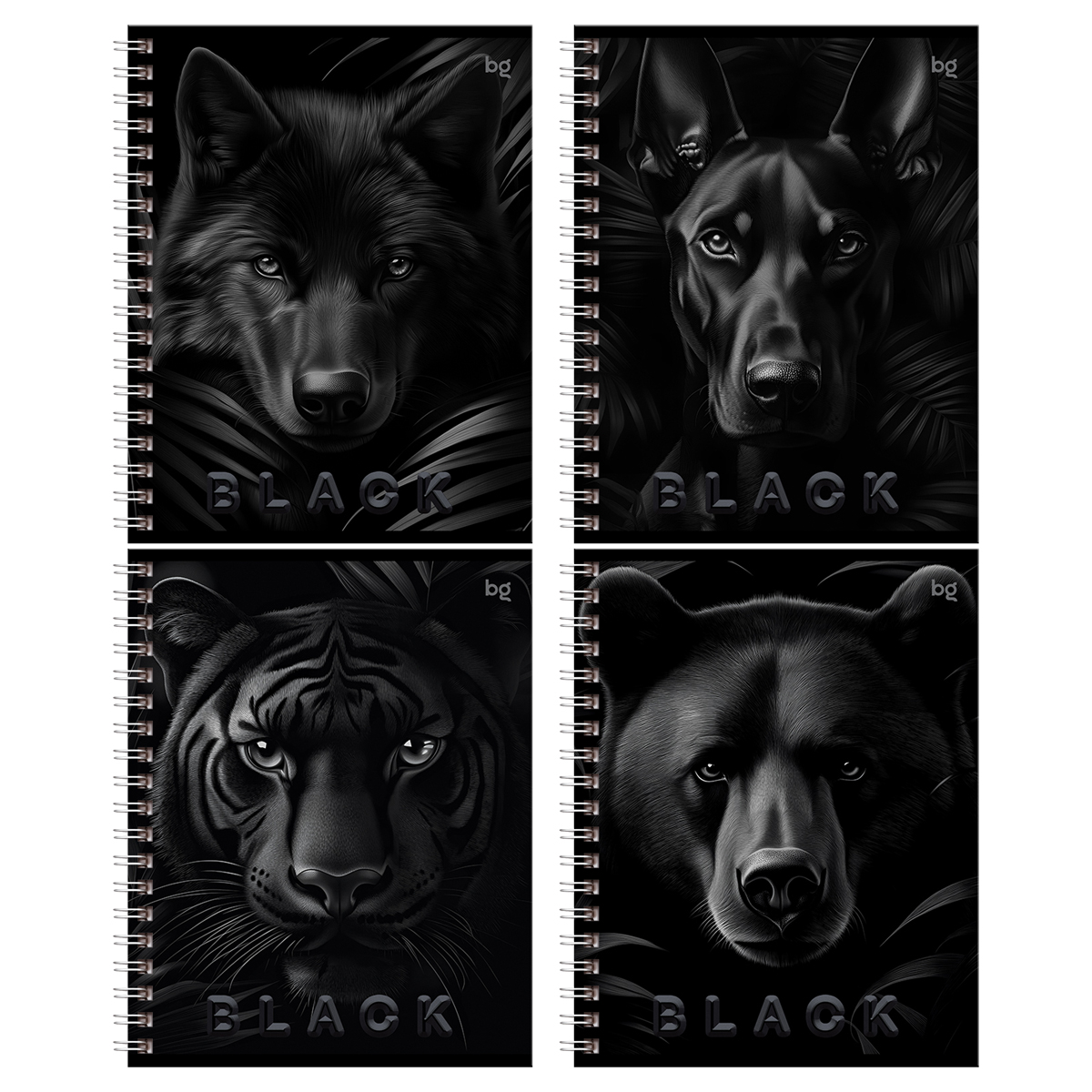 Тетрадь 96л., А5, клетка на гребне BG "Just Black", soft-touch ламинация, выб.лак