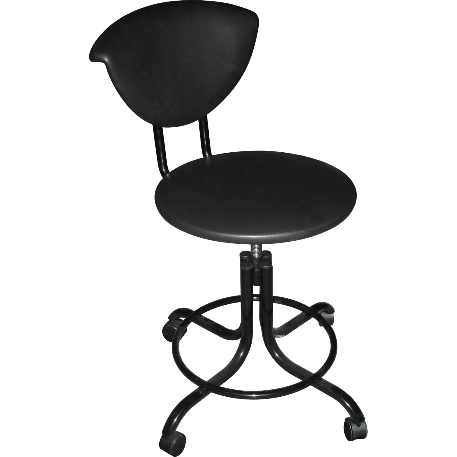 Стул ZM_ лабораторный  винтовое М101-05 черный, и/к черная на роликах