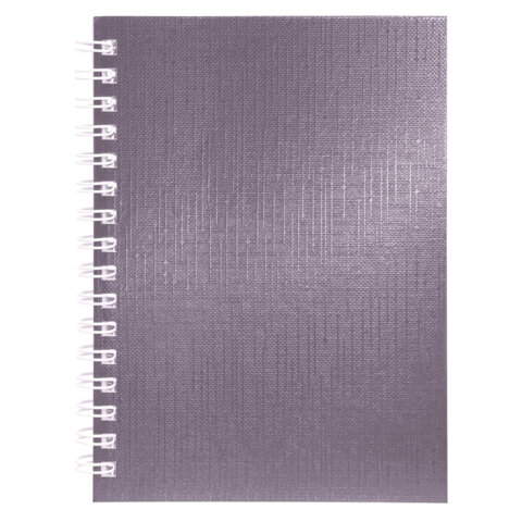 Блокнот МАЛЫЙ ФОРМАТ А6 80л, гребень, бумвинил METALLIC, клетка, HATBER, коричневый,, 80ЗК6бвВ1гр