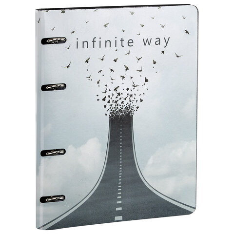 Тетрадь на кольцах А5 (180х220 мм), 80 листов, под кожу, клетка, BRAUBERG VISTA, Infinite way, 112132