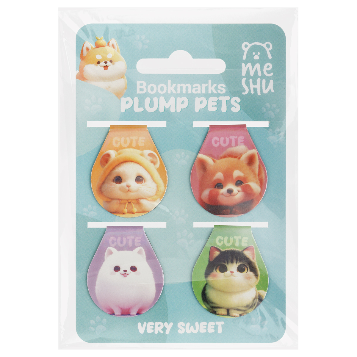 Закладки магнитные для книг, 4шт., MESHU "Plum pets", голографическая фольга