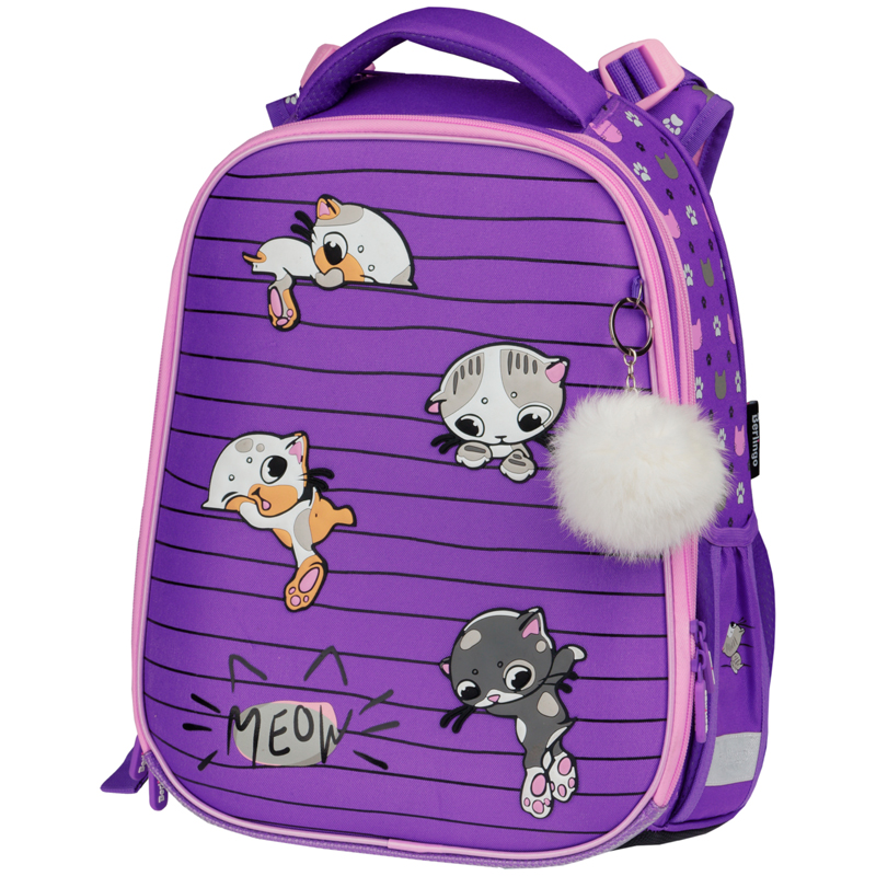 Ранец Berlingo Expert Max "Kittens lilac" 37*28*16см, 2 отделения, анатомическая спинка, дождевик в комплекте