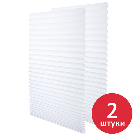 Жалюзи-плиссе, штора бумажная самоклеящаяся КОМПЛЕКТ 2 шт., BRABIX, 60х180 см, ЭКО, 80 г/м2, цвет белый, 700002