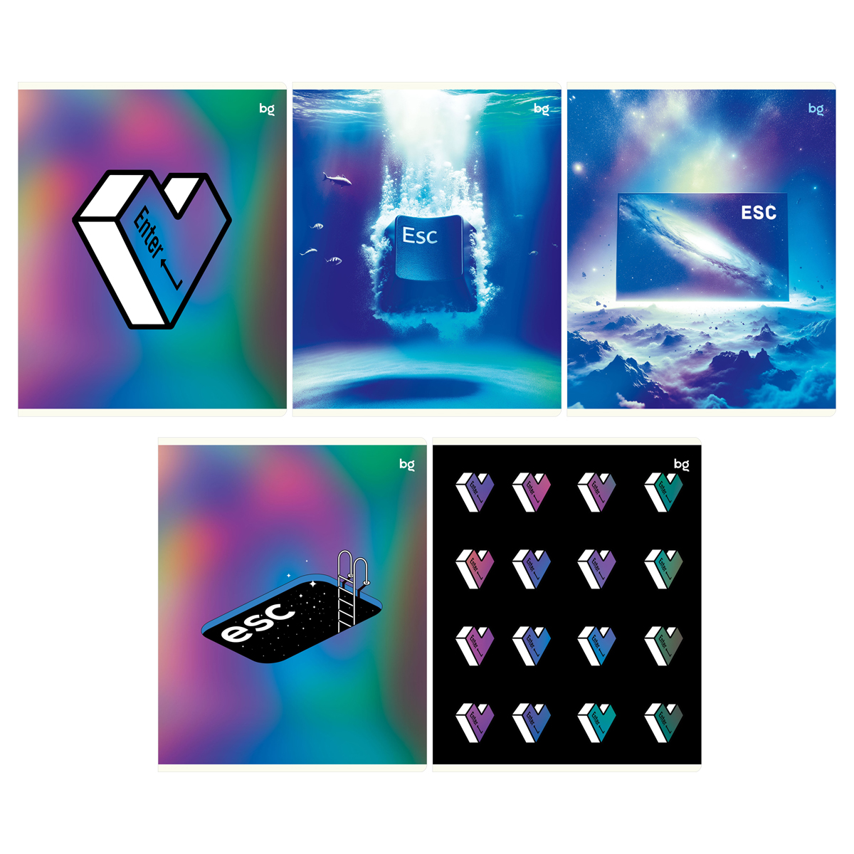 Тетрадь 60л., А5 , клетка BG "Клавиша", твин-лак