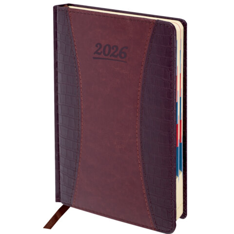 Ежедневник датированный 2026 А5 148х218 мм, GALANT "CombiContract", под кожу, коричневый, 117487