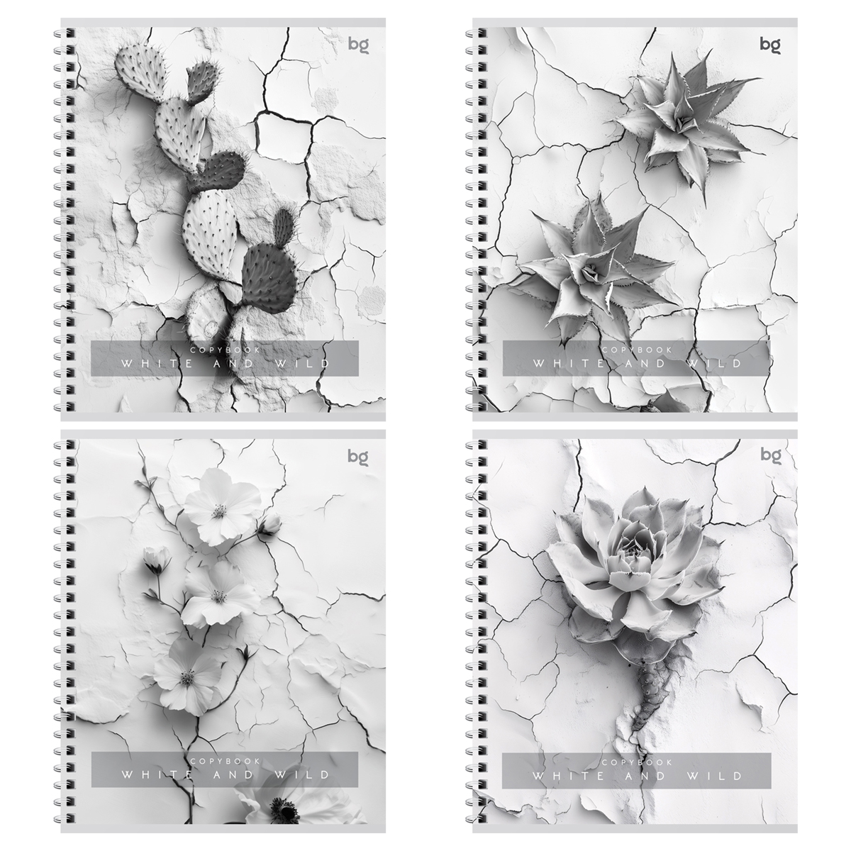 Тетрадь 96л., А5, клетка на гребне BG "White and wild", матовая ламинация