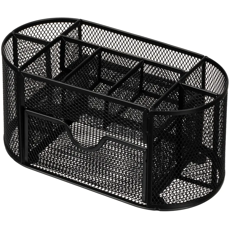 Подставка-органайзер д/канц.мелочей Комус 9отд мет сетка 220х110х105мм черн