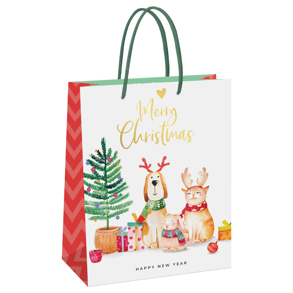 Пакет подарочный 26*32*12см MESHU "NY greetings",  фольга, глянцевая ламинация