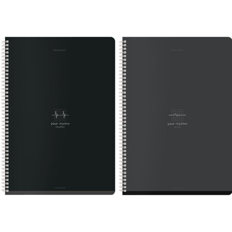 Тетради ДЭК А4 96 л. КОМПЛЕКТ 2 шт. BRAUBERG гребень, клетка, матовая ламинация, "Ритм", 404871