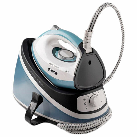 Парогенератор GORENJE SGH2200LBC, 2200 Вт, 4,5 Бар, пар 50 г/мин, паровой удар 100 г/мин, 2 л, синий