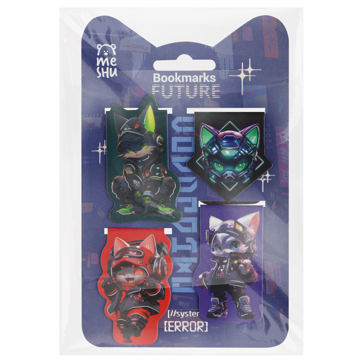 Закладки магнитные для книг, 4шт., MESHU "Future", матовая ламинация, фольга