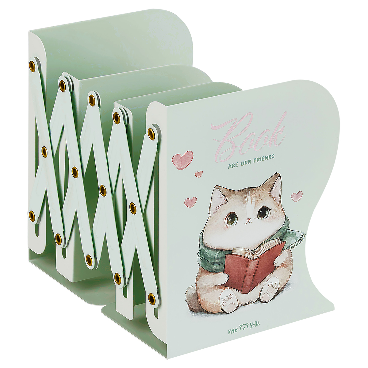 Подставка для книг MESHU "Dear Friend", металлическая, 3 отделения, раздвижная