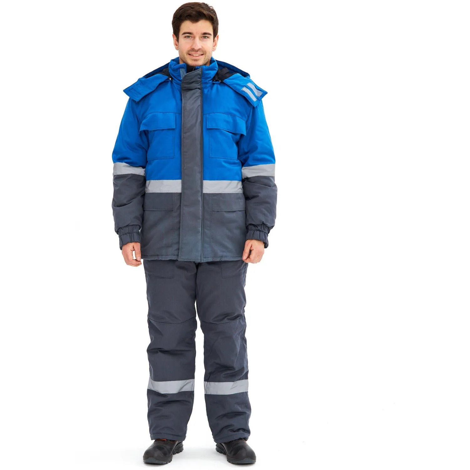Костюм зим муж (куртка, пк) з09 СОП антистат сер/син 112-116/182-188