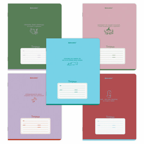 Тетради ДЭК 24 л. КОМПЛЕКТ 10 шт. BRAUBERG, клетка, обложка картон, "PHRASES", 107343