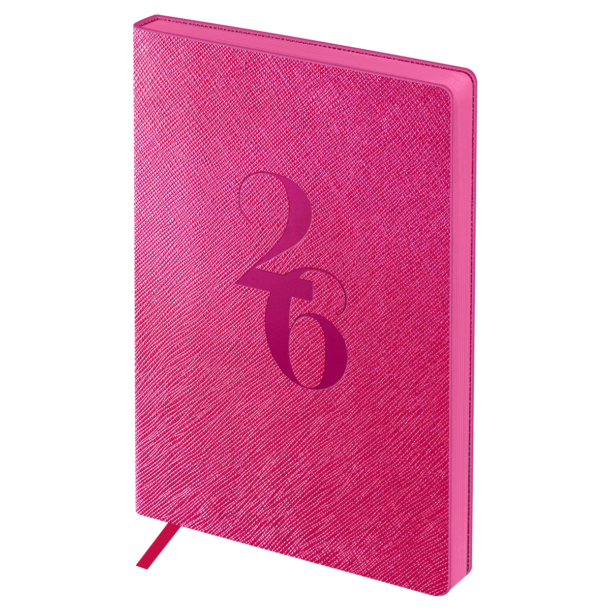 Ежедневник датированный 2026г., А6+, 176л., мягкий переплет, кожзам, BG "Shine. Magenta", фуксия, цветной срез