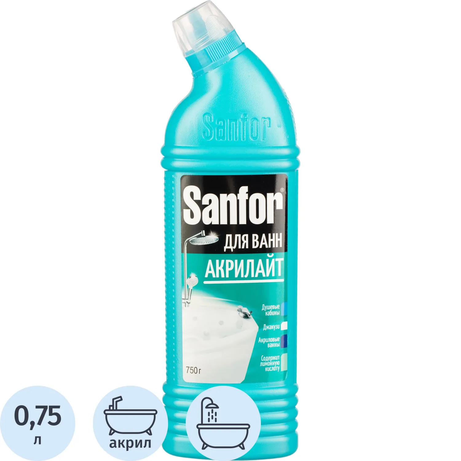 Средство для сантехники SANFOR для ванн АКРИЛАЙТ, 750 г