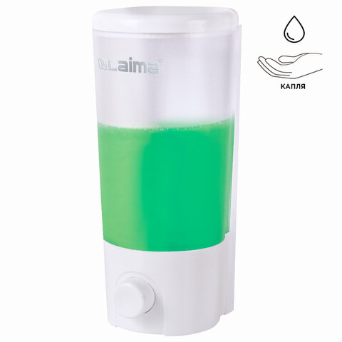 Диспенсер для жидкого мыла LAIMA, НАЛИВНОЙ, 0,38 л, белый (матовый), ABS-пластик, 603922