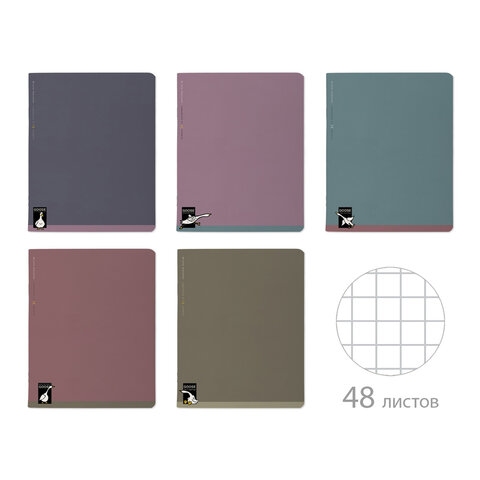 Тетрадь А5, 48 л., BRUNO VISCONTI, скоба, клетка, Soft-Touch, "Гуси" (5 видов), 7-48-1372