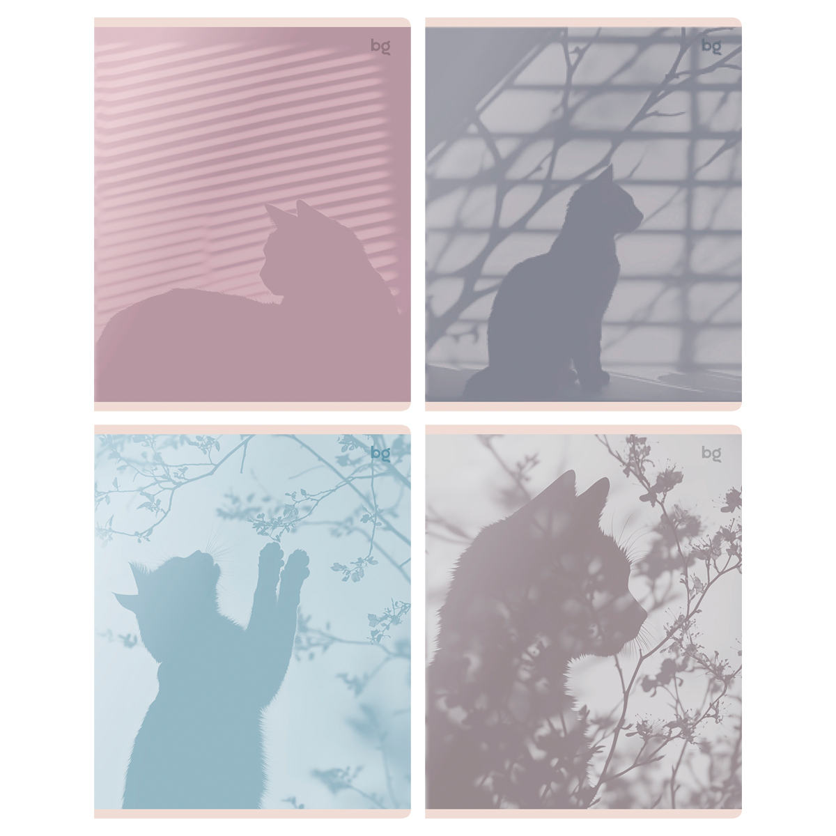 Тетрадь 48л., А5, клетка BG "Тени", soft-touch ламинация