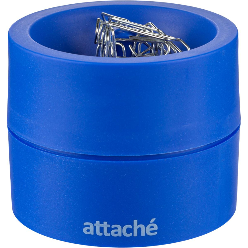 Скрепочница магнитная Attache, груглая, цвет синий