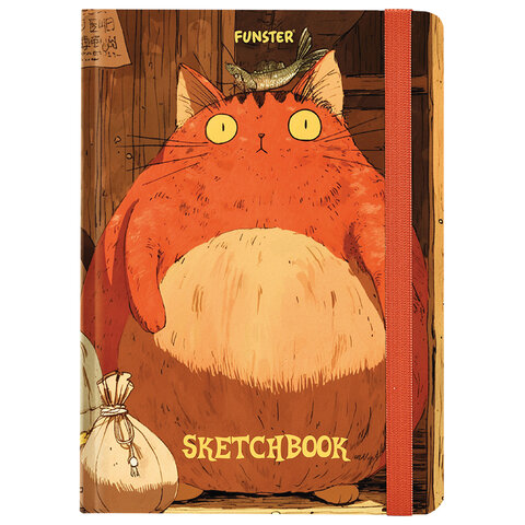 Скетчбук, белая бумага 120 г/м2, 145х203 мм, 80 л., резинка, твердый, FUNSTER (ФАНСТЕР), "Пухляши", 116898